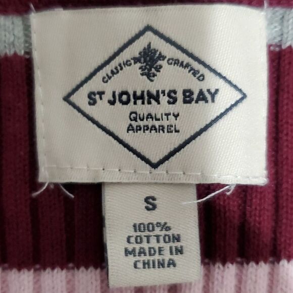 ST John's Bay small red and pink striped vneck sweater - Picture 6 of 6